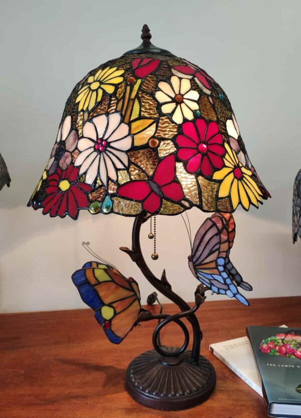 Lampada Tiffany da Tavolo con Farfalle