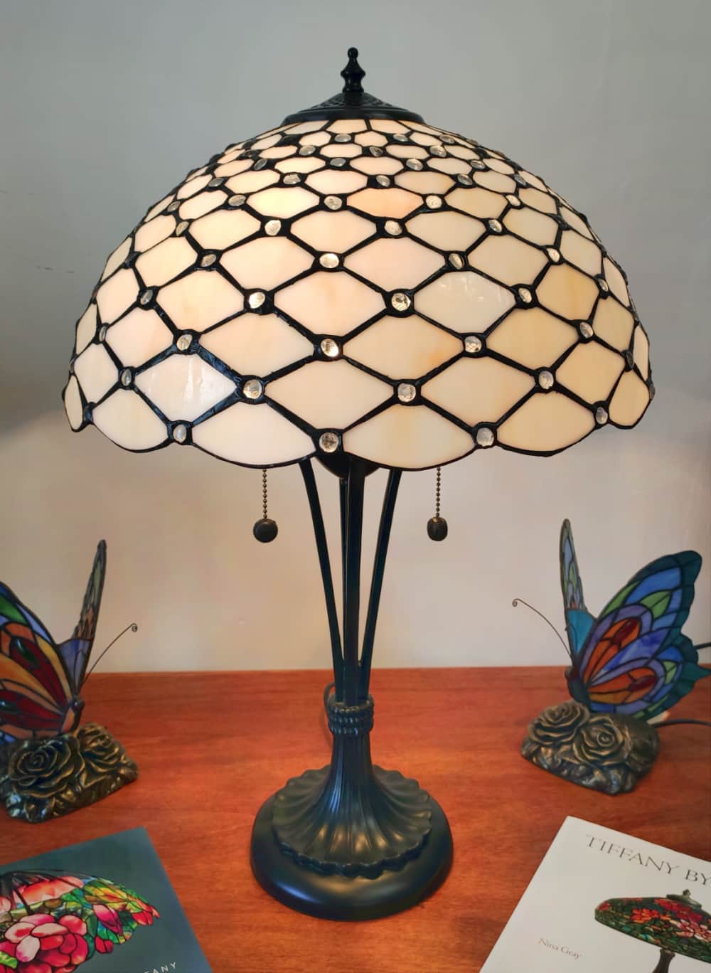 Lampada da Tavolo Tiffany Gialla Dorata Moderna, 41cm 2 Lampada da Tavolo Tiffany Gialla Dorata Moderna