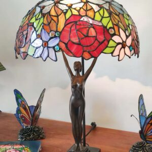 Lampada da Tavolo Tiffany Statua con Fiori