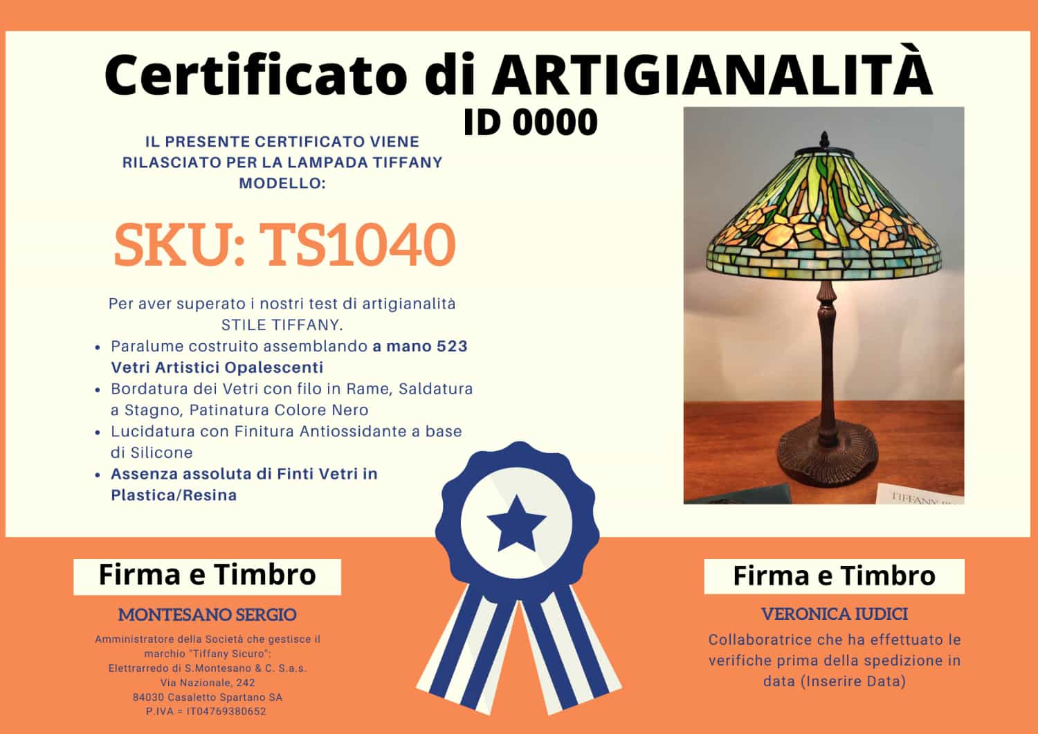 Lampada da Tavolo Tiffany Daffodil, certificato