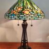 Lampada da Tavolo Tiffany Daffodil con Base Vintage