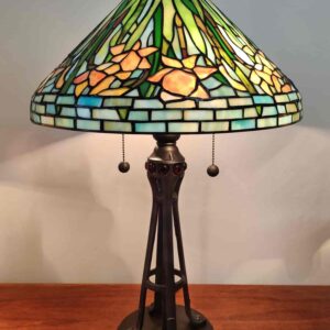 Lampada da Tavolo Tiffany Daffodil con Base Vintage