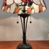 Lampada da Tavolo Tiffany con Fiore Arancione e Base Liberty base