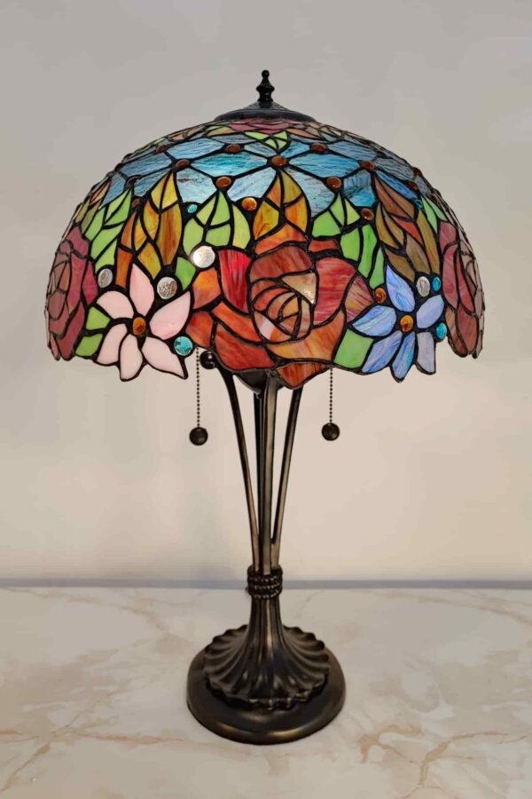Lampada da Tavolo Tiffany con Fiori Colorati