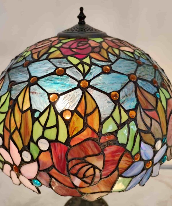 Lampada da Tavolo Tiffany con Fiori Colorati