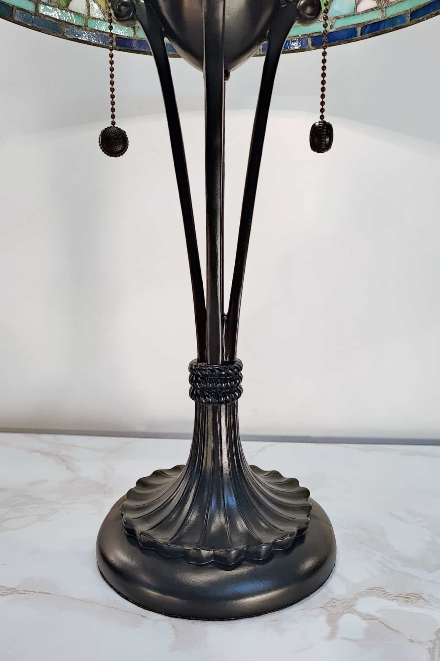 Lampada da Tavolo Tiffany Floreale Sfondo Celeste base