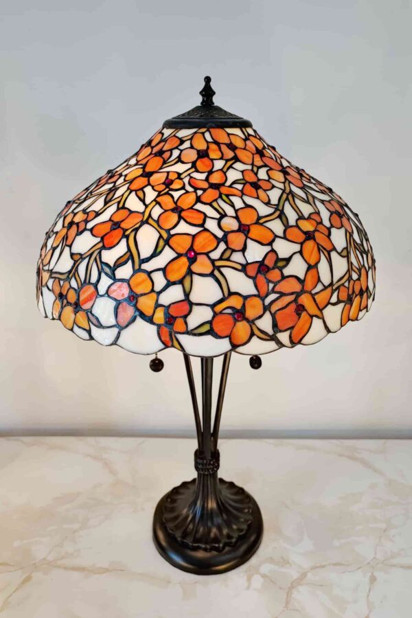 Lampada da Tavolo Tiffany Fiori Arancioni