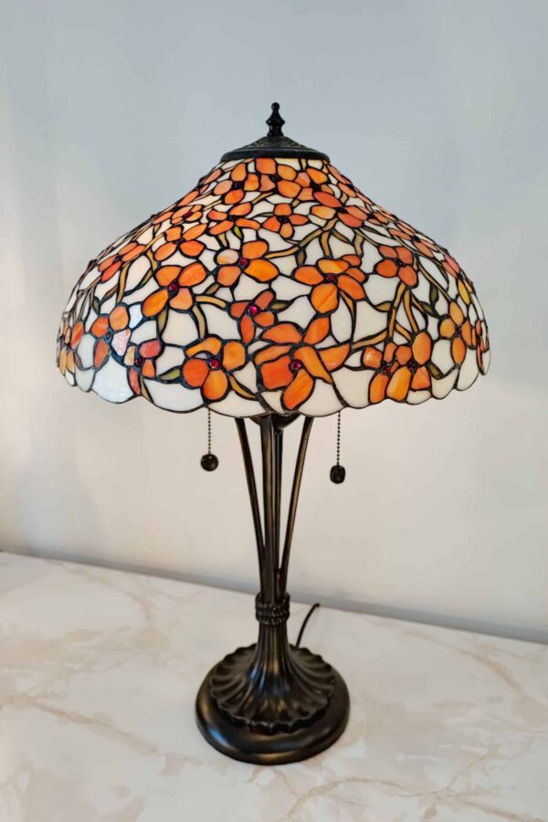 Lampada da Tavolo Tiffany Fiori Arancioni