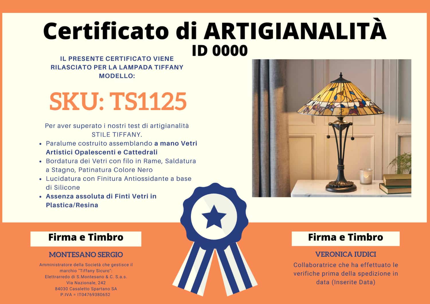Lampada da Tavolo Stile Tiffany Autunnale, certificato