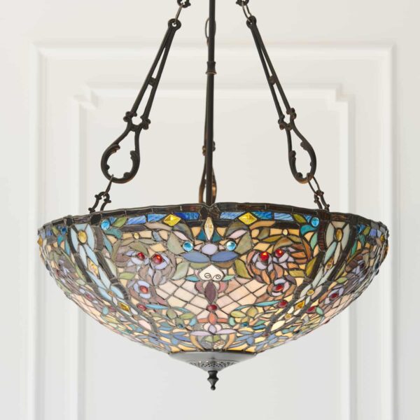 Lampadario Tiffany Invertito a Mosaico