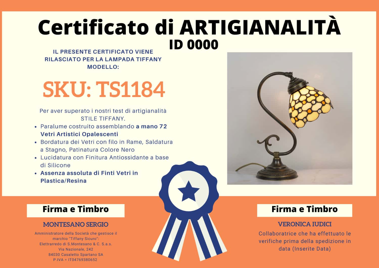 Lumetto Stile Tiffany Vintage, certificato
