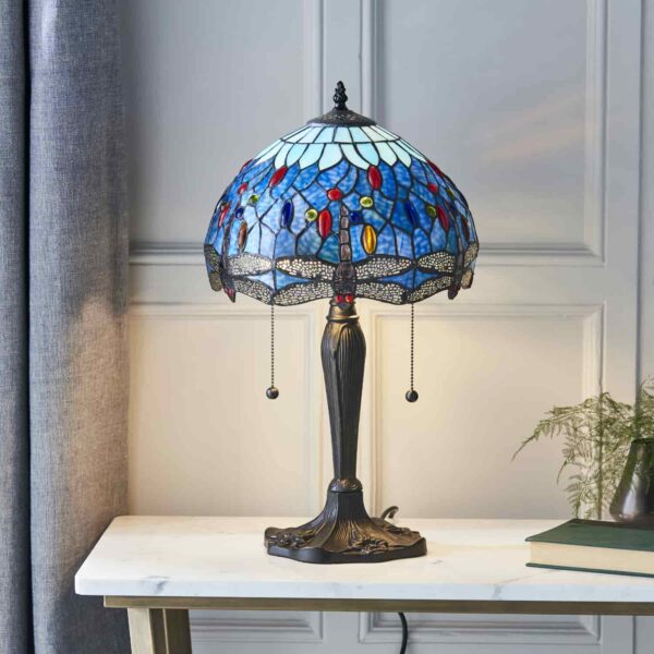 Lampada Tiffany da Tavolo Blu con Libellule