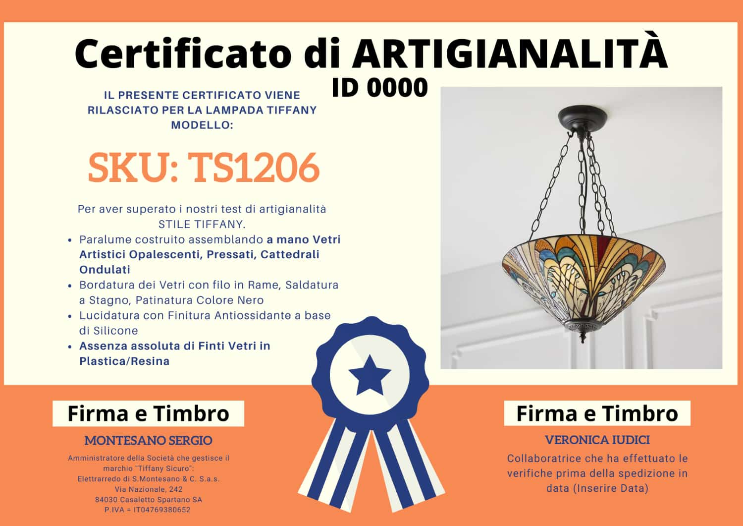 Lampadario Tiffany Invertito Liberty Hector Guimard, certificato
