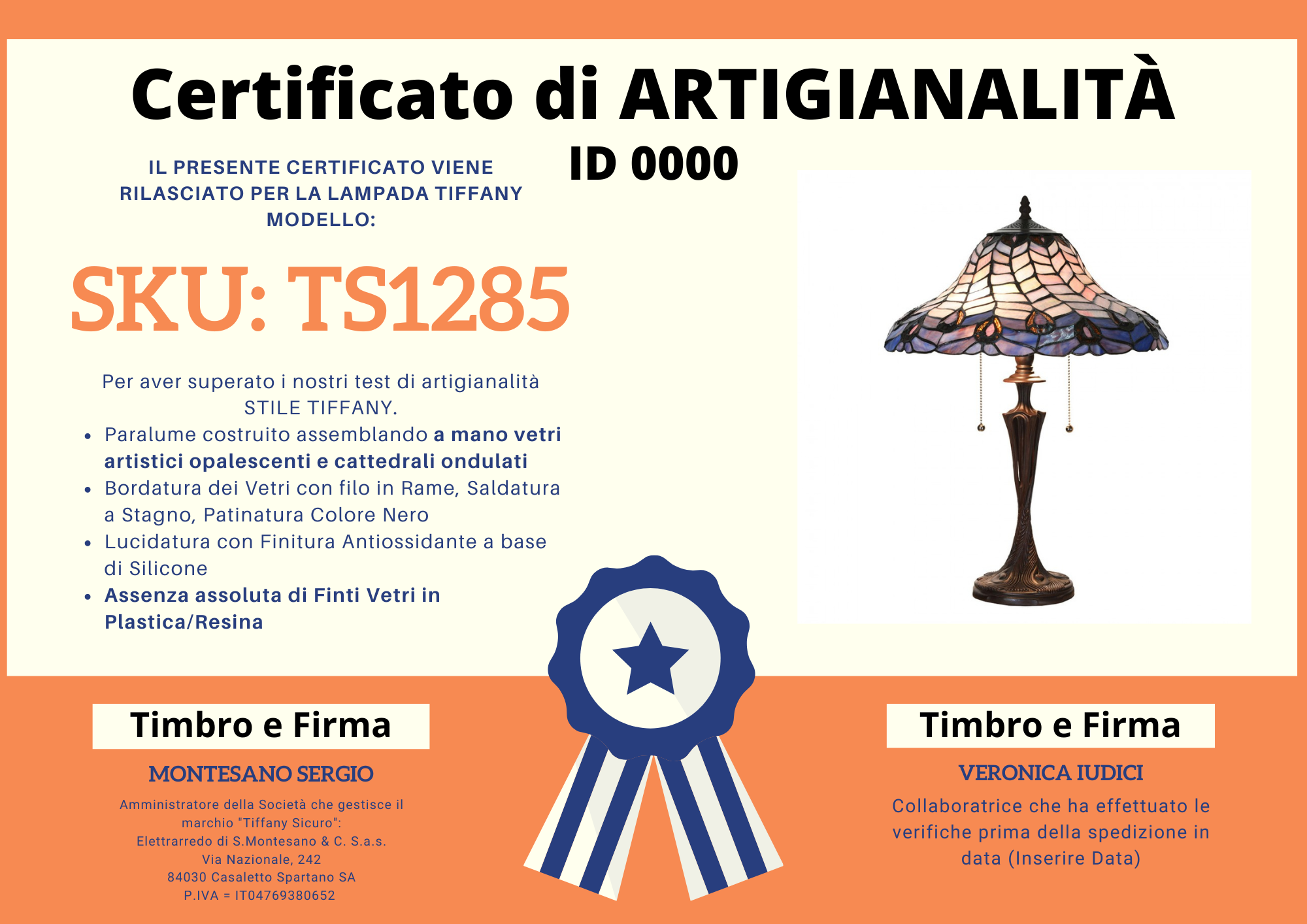 Lampada Tiffany da Tavolo Stile Classico, 40cm 7 Lampada Tiffany da Tavolo Stile Classico, certificato