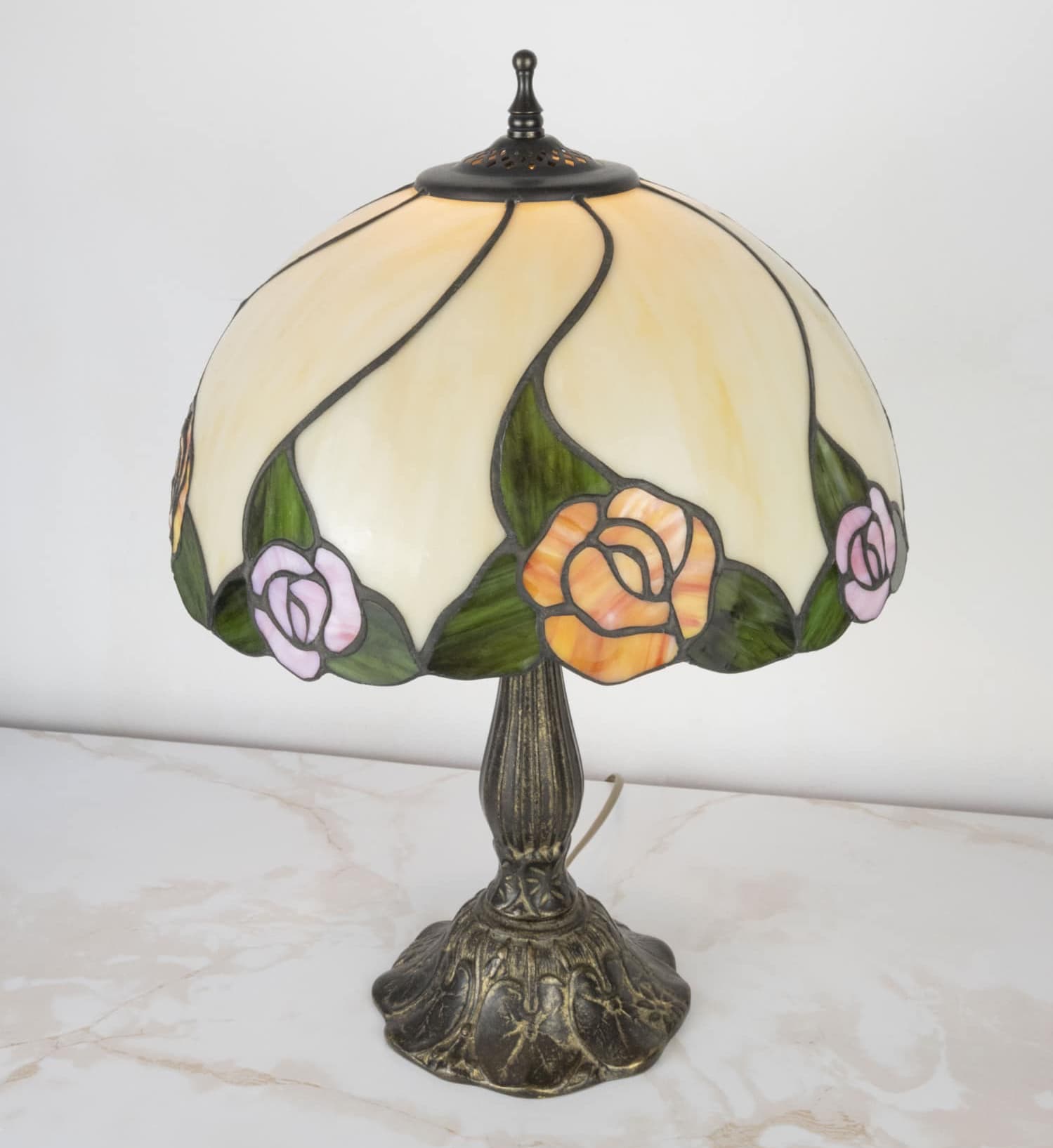 Lampada da Tavolo Tiffany Rose, 30cm 3 Lampada da Tavolo Tiffany Rose