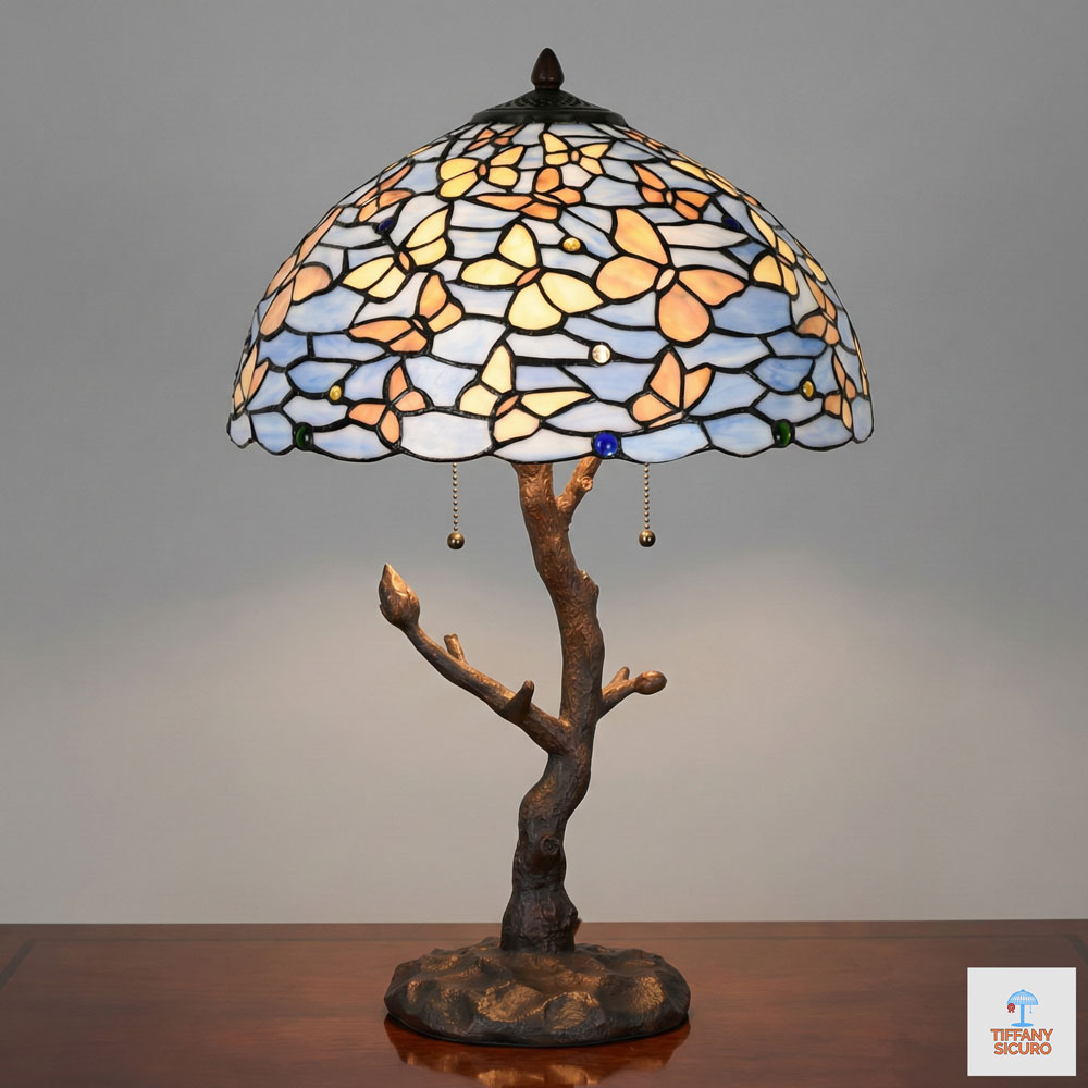 Lampada Tiffany da Tavolo Farfalle, 40cm 1 Lampada Tiffany da Tavolo Farfalle