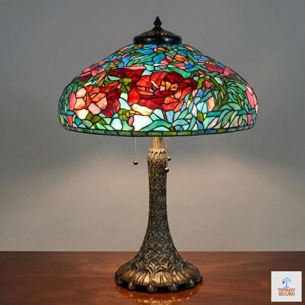 Lampada Tiffany da Tavolo Peony, 55cm 1 Lampada Tiffany da Tavolo Peony