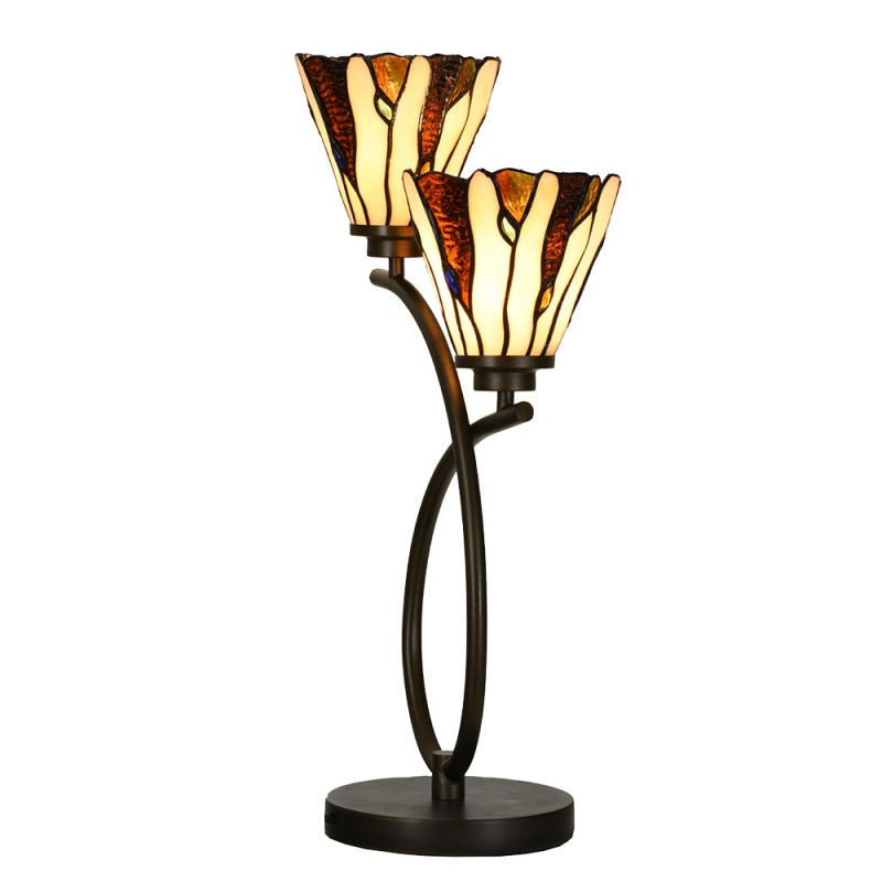 Lampada da Tavolo Tiffany Doppio Vetro, alta 63cm 2 Lampada da Tavolo Tiffany Doppio Vetro
