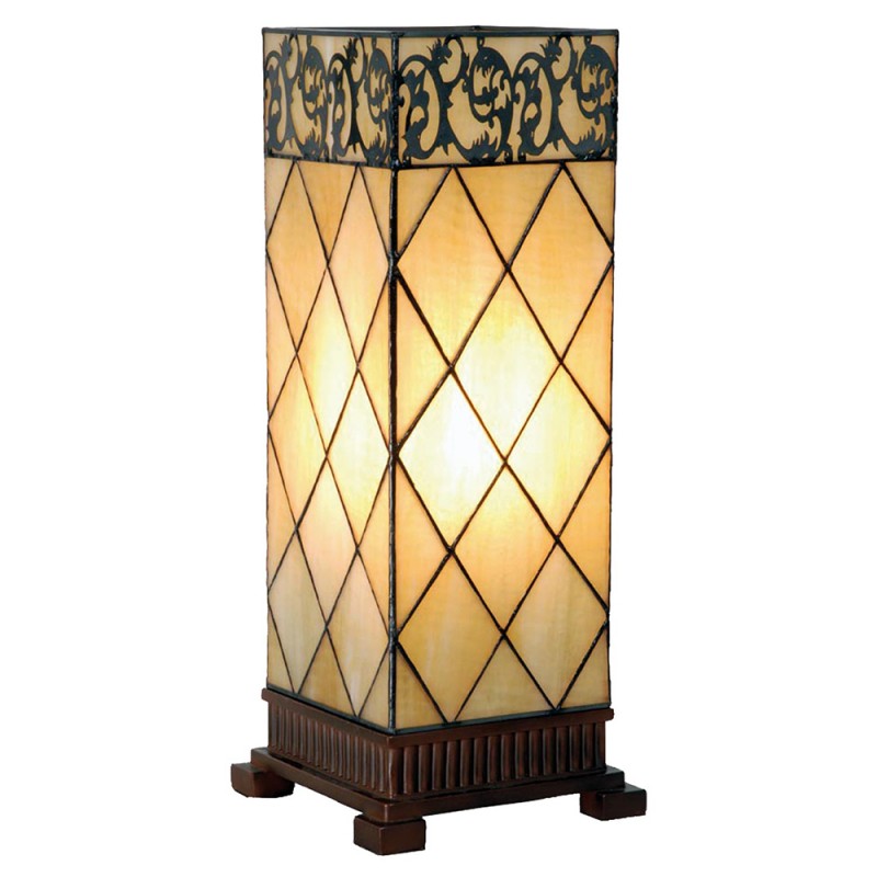 Lampada da Tavolo Tiffany Parallelepipedo Vintage, alta 45cm 2 Lampada da Tavolo Tiffany Parallelepipedo Vintage