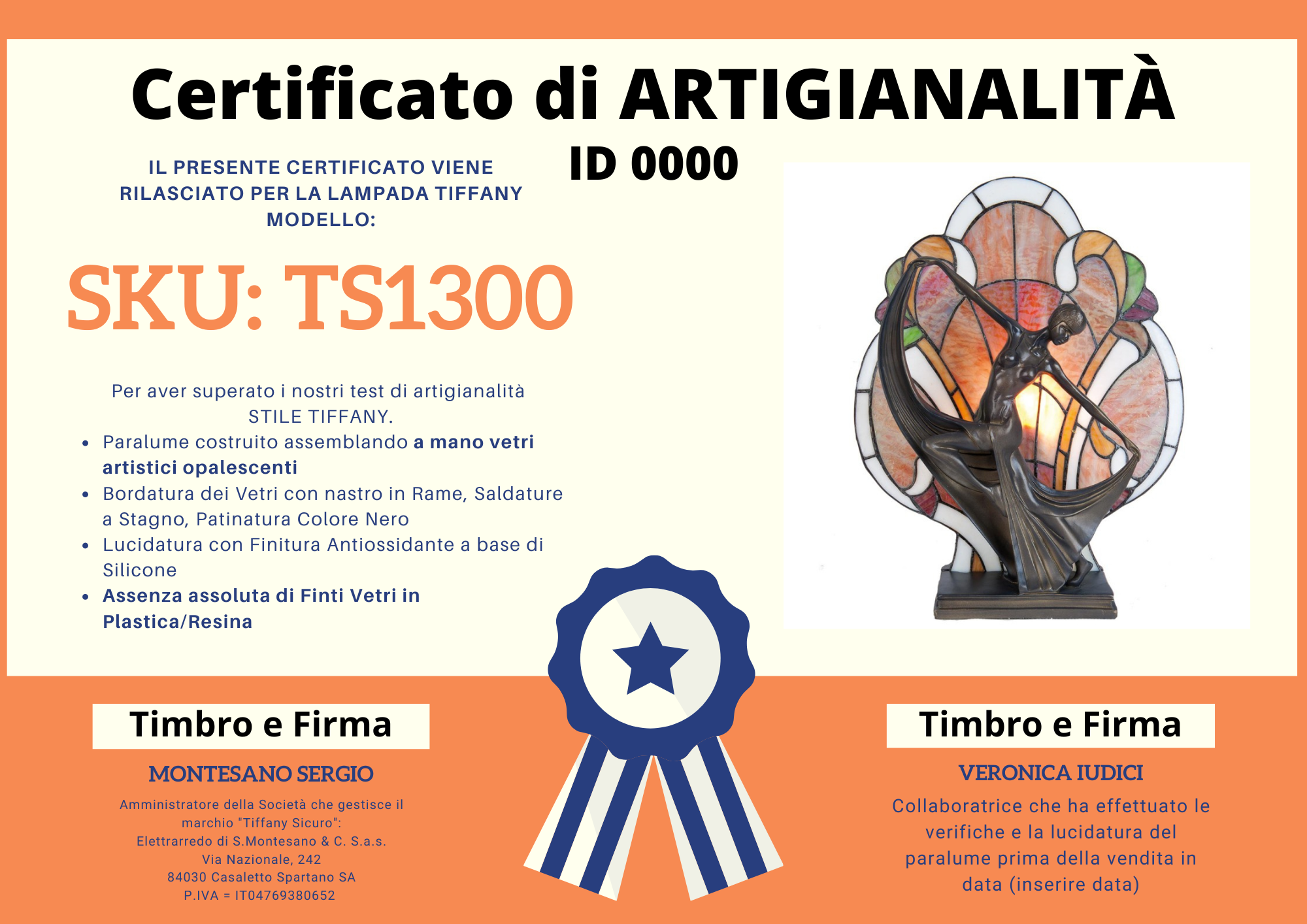 Lampada da Tavolo Tiffany Scultura 5 Lampada da Tavolo Tiffany Scultura, certificato