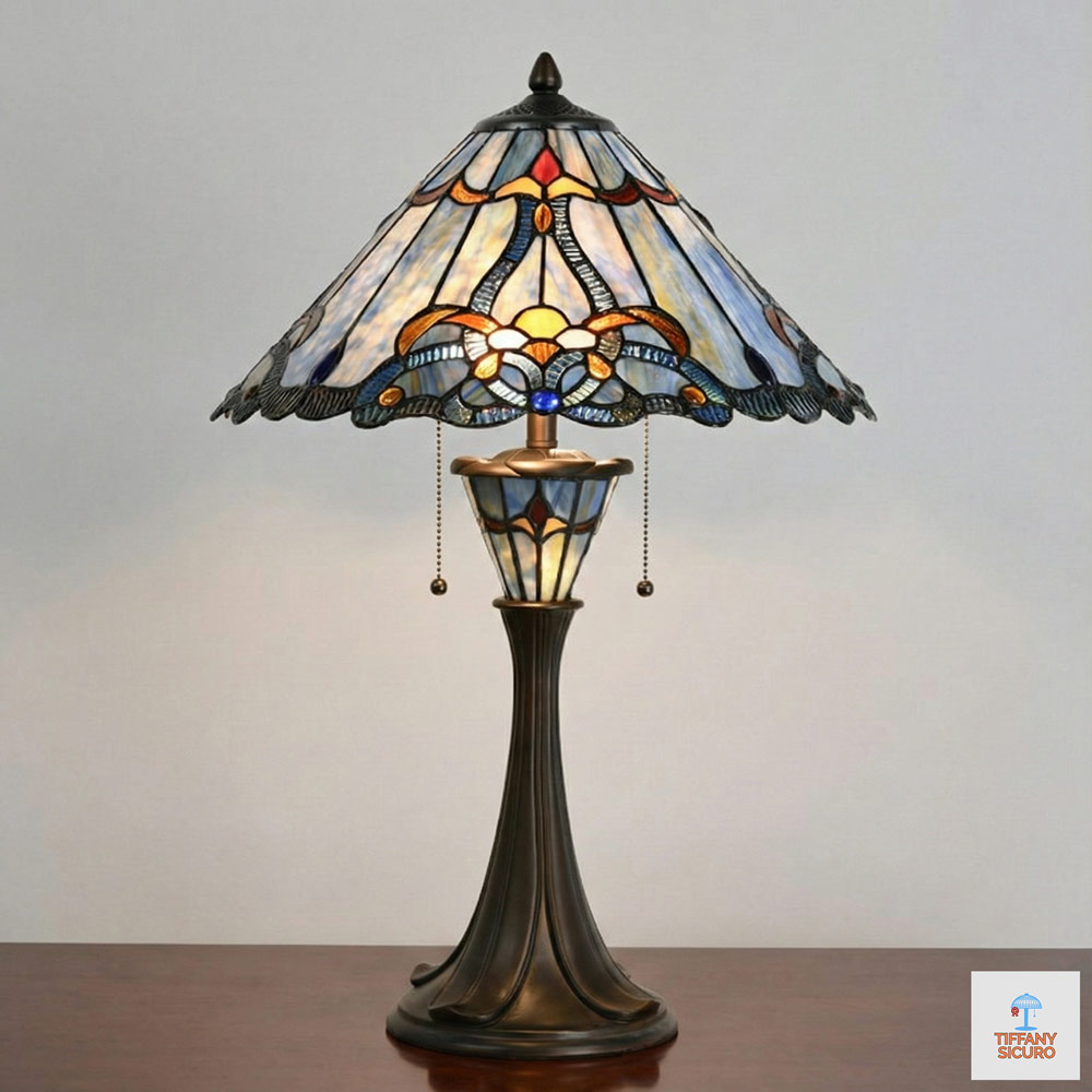 Lampada da Tavolo Tiffany Art Nouveau, 40cm 1 Lampada da Tavolo Tiffany Art Nouveau
