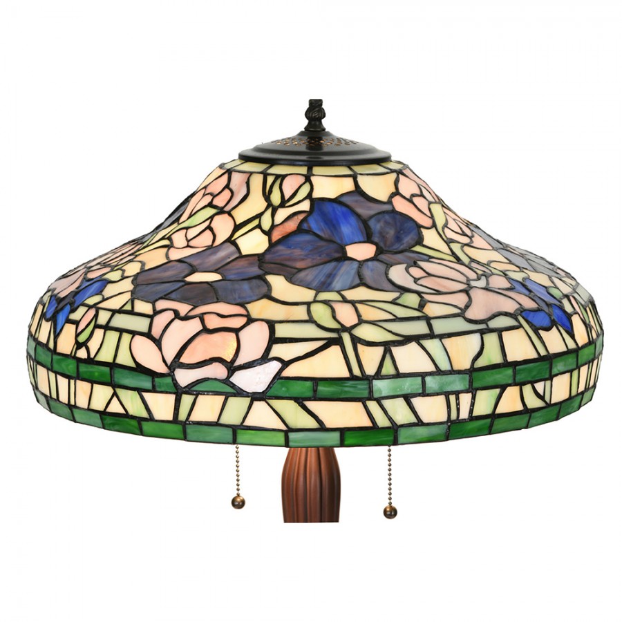 Lampada da Tavolo Tiffany Floreale Base Decorata, 46cm 6 Lampada da Tavolo Tiffany Floreale Base Decorata, paralume