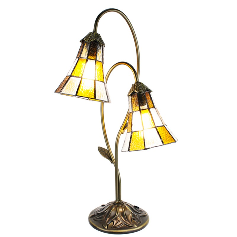 Lampada da Tavolo Tiffany a due Luci, alta 61cm 2 Lampada da Tavolo Tiffany a due Luci