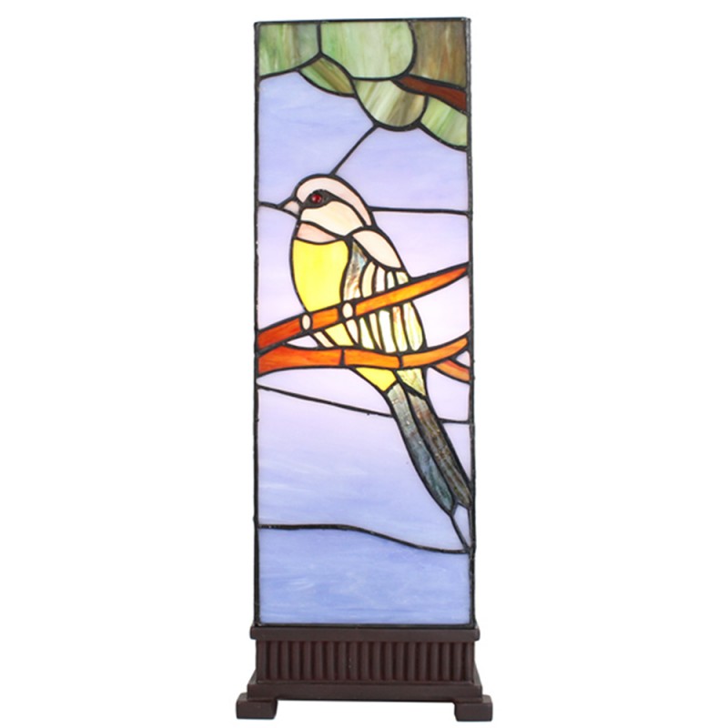 Lampada da Tavolo Tiffany Parallelepipedo Uccello, alta 48cm 2 Lampada da Tavolo Tiffany Parallelepipedo Uccello