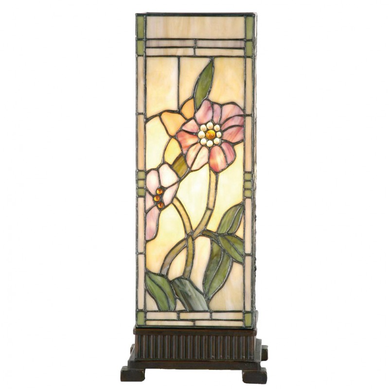Lampada da Tavolo Tiffany Parallelepipedo Doppio Design, alta 45cm 2 Lampada da Tavolo Tiffany Parallelepipedo Doppio Design