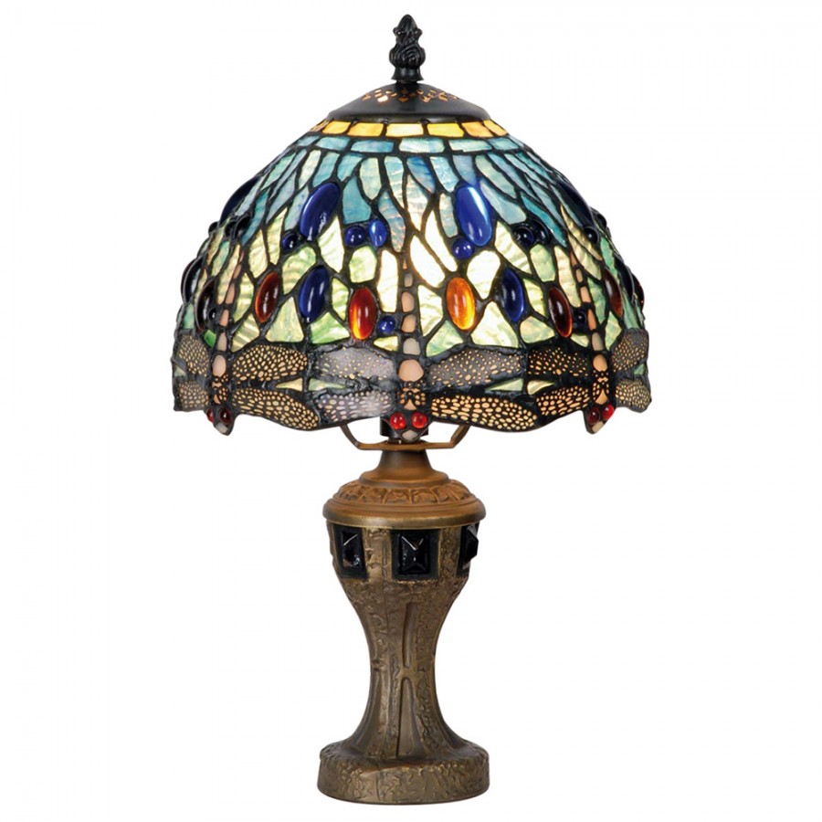 Abatjour Tiffany Dragonfly Azzurra, 20cm 2 Abatjour Tiffany Dragonfly Azzurra