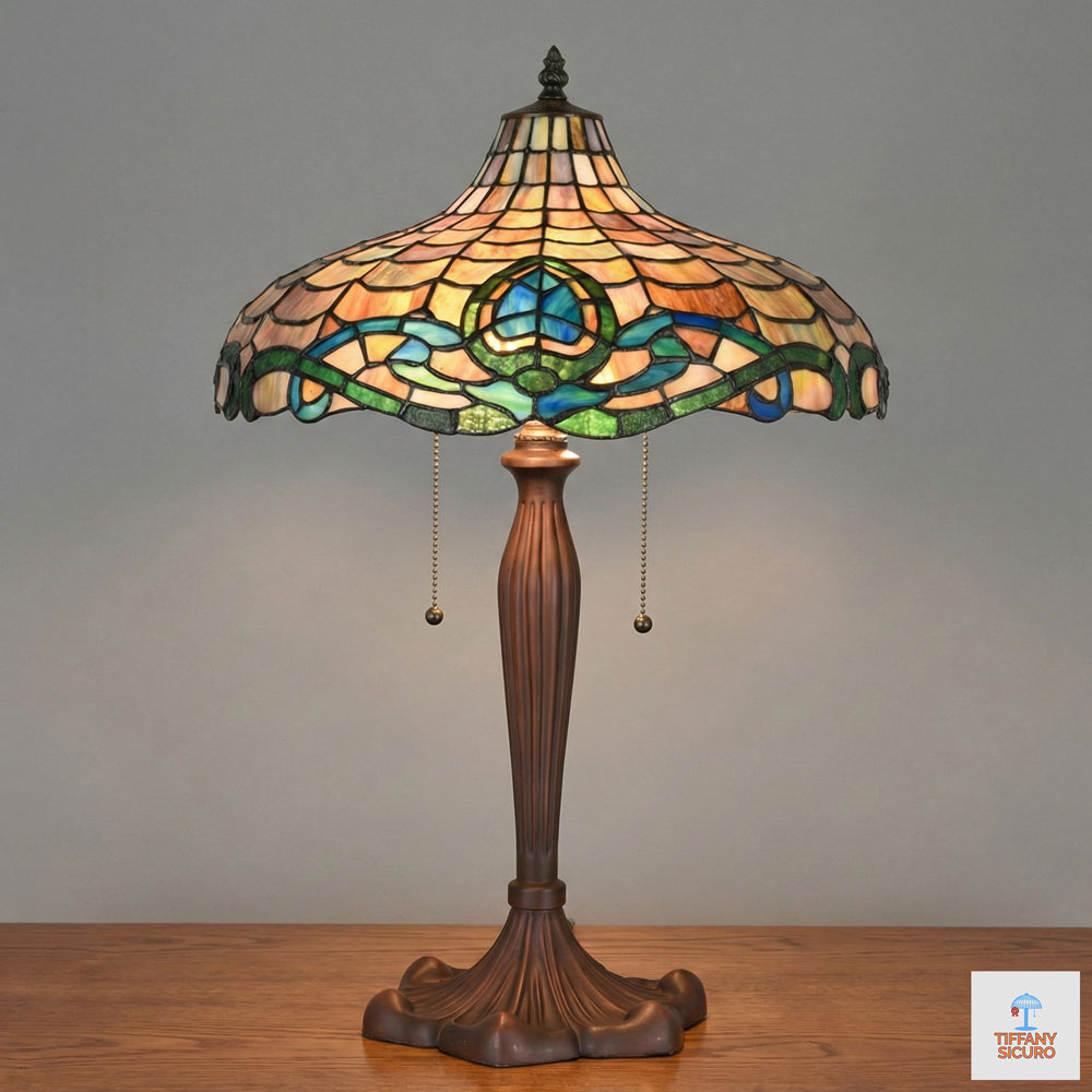 Lampada da Tavolo Tiffany Liberty Originale, 41cm 1 Lampada da Tavolo Tiffany Liberty Originale
