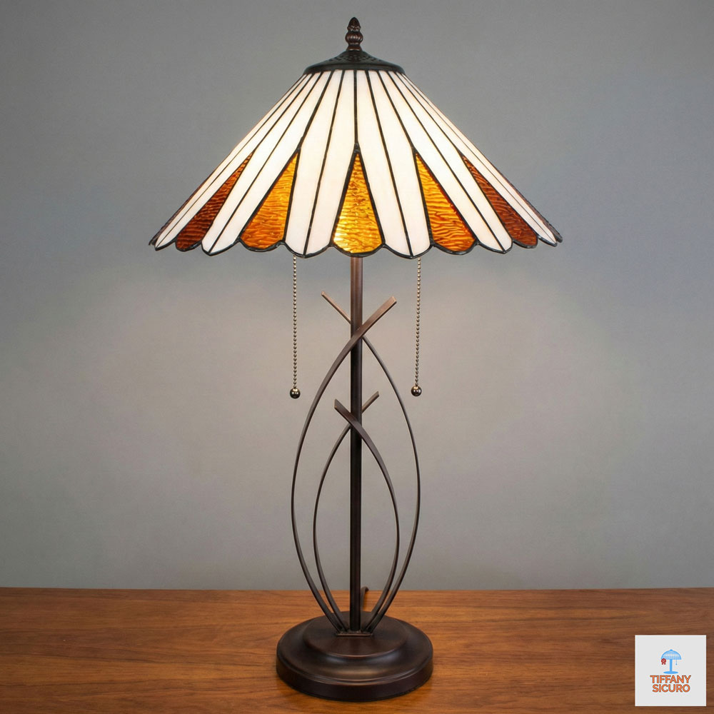 Lampada da Tavolo Tiffany Moderna Ambra, 41cm 1 Lampada da Tavolo Tiffany Moderna Ambra