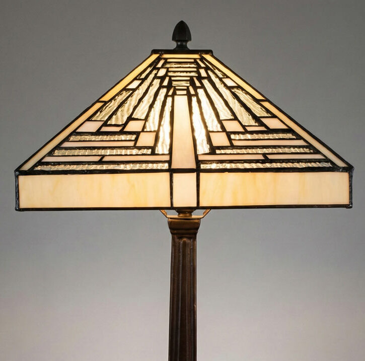 Lampada da Tavolo Tiffany Piramide Art Deco, 31x31cm 2 Lampada da Tavolo Tiffany Piramide Art Deco, dettagli