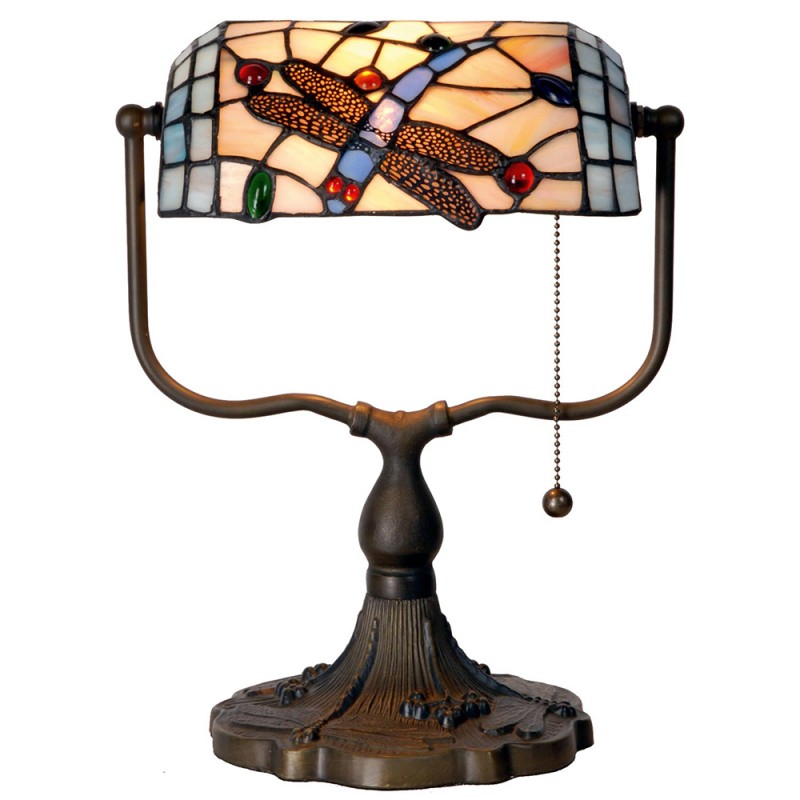 Lampada da Tavolo Tiffany Ministeriale Dragonfly, alta 36cm 2 Lampada da Tavolo Tiffany Ministeriale Dragonfly