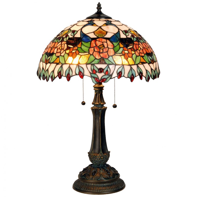 Lampada da Tavolo Tiffany Liberty con Rose, 41cm 4 Lampada da Tavolo Tiffany Liberty con Rose