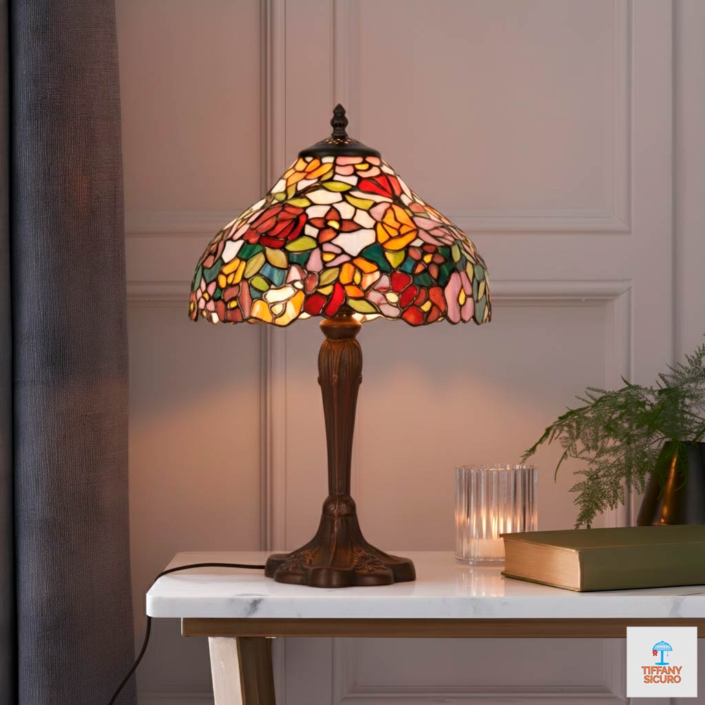 Abatjour Tiffany Fiori Colorati, 26cm 1 Abatjour Tiffany Fiori Colorati