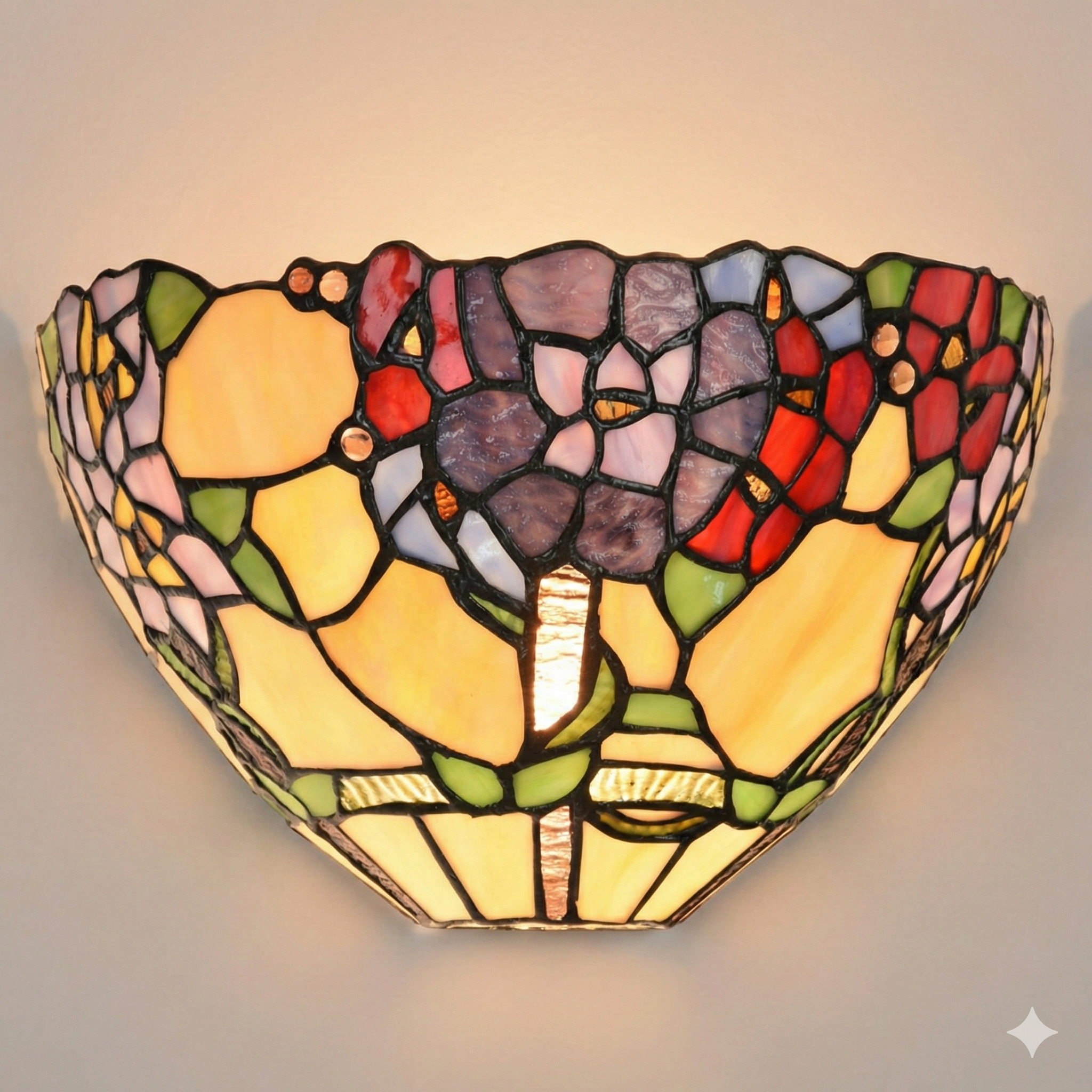 Applique Tiffany o Abatjour Tiffany a Parete Floreale, larga 30cm 6 Applique Tiffany o Abatjour Tiffany a Parete Floreale