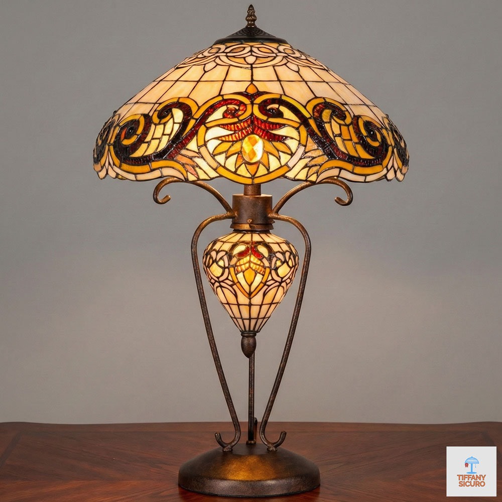 Lampada Liberty Tiffany da Tavolo, 46cm 1 Lampada Liberty Tiffany da Tavolo