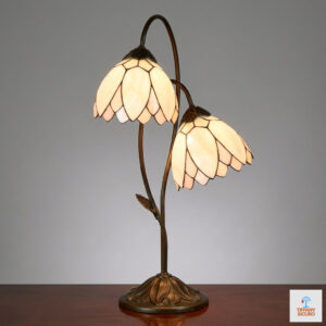 Lampada da Tavolo Tiffany Fiori Due Bracci