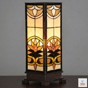 Lampada da Tavolo Tiffany Parallelepipedo Fiore Liberty