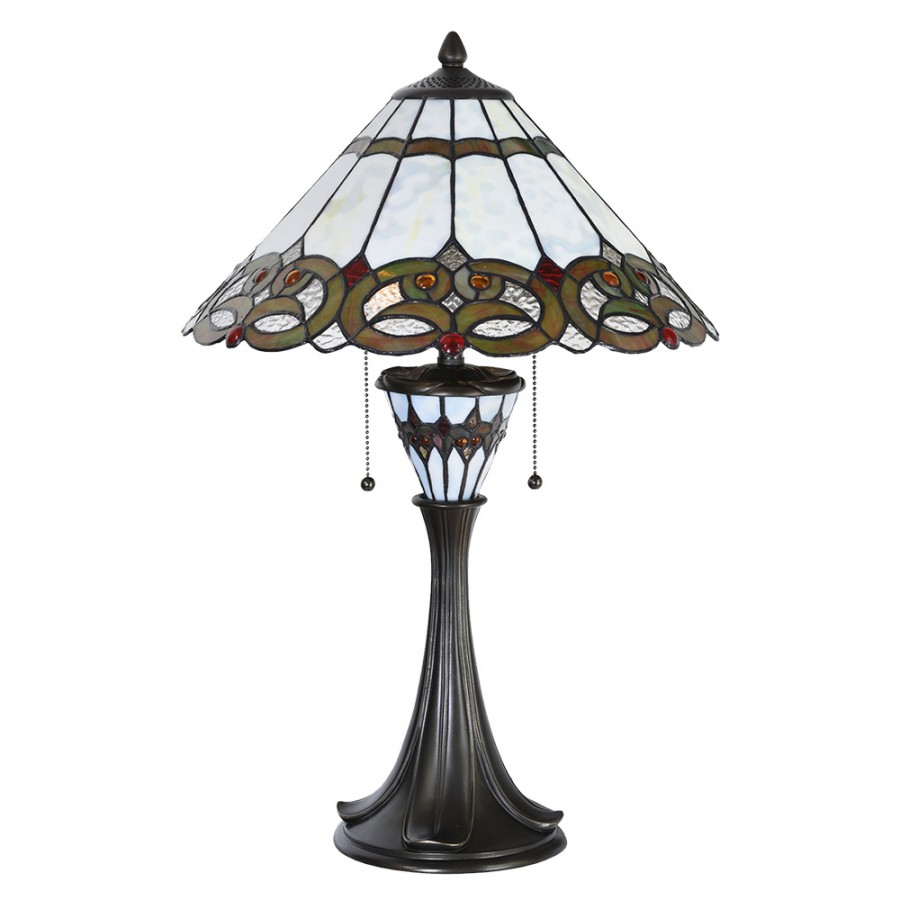 Lampada da Tavolo Tiffany Liberty Base Illuminata, 40cm 3 Lampada da Tavolo Tiffany Liberty Base Illuminata