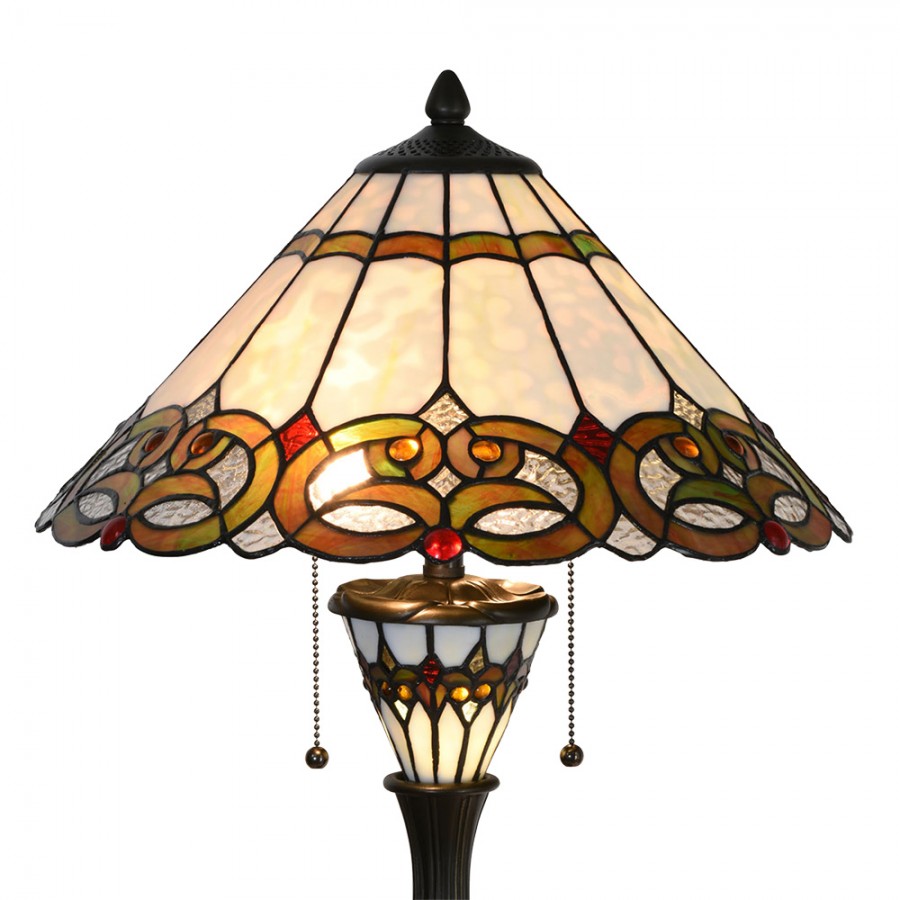 Lampada da Tavolo Tiffany Liberty Base Illuminata, 40cm 7 Lampada da Tavolo Tiffany Liberty Base Illuminata, dettagli paralume tiffany