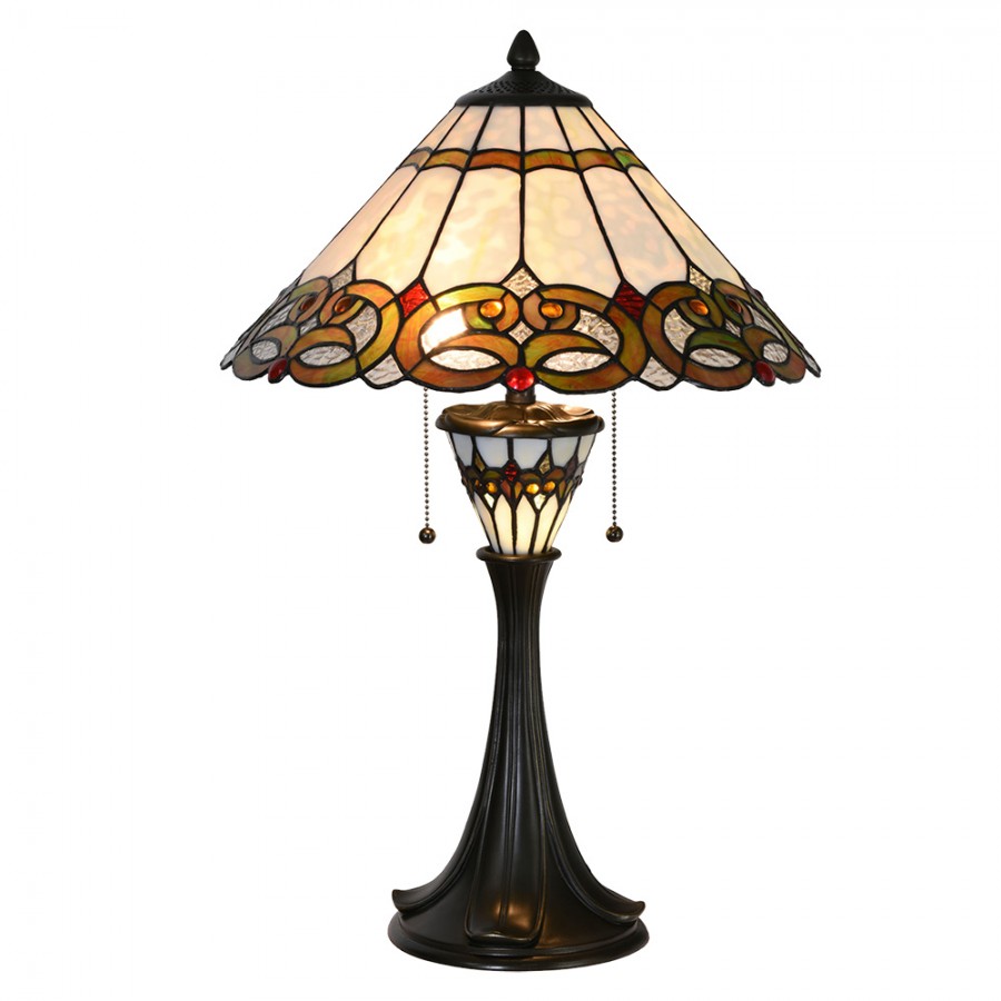 Lampada da Tavolo Tiffany Liberty Base Illuminata, 40cm 2 Lampada da Tavolo Tiffany Liberty Base Illuminata