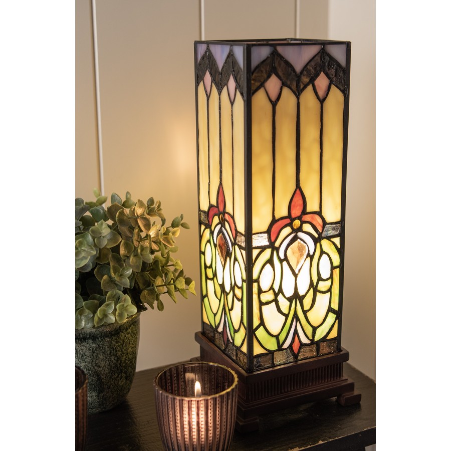 Abatjour Tiffany Parallelepipedo Stile Deco, alta 35cm 1 Abatjour Tiffany Parallelepipedo Stile Deco