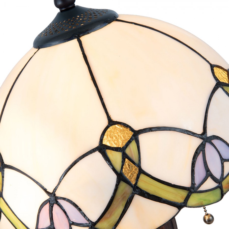 Lampada da Tavolo Tiffany Floreale Vetri Ricurvi, dettagli paralume tiffany