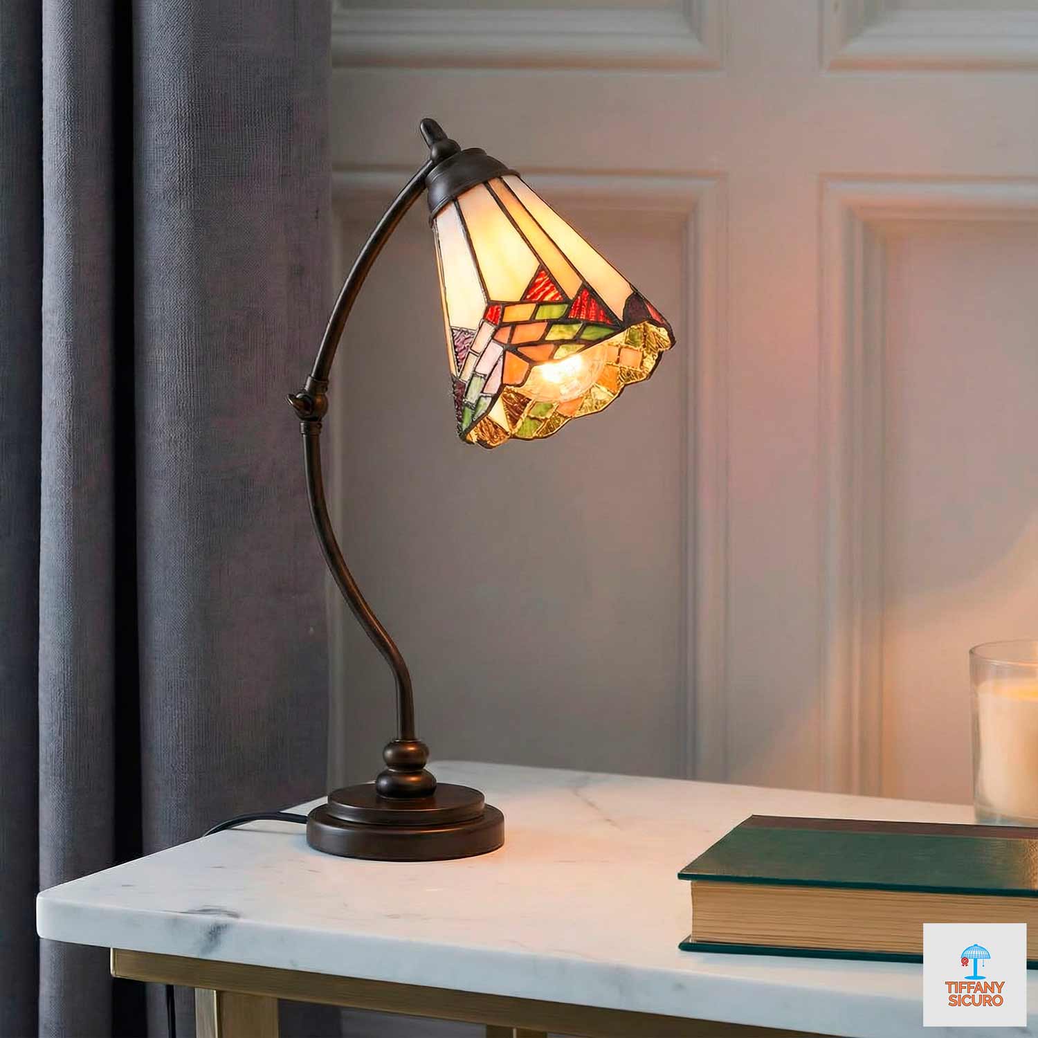 Abatjour Tiffany Braccio Orientabile, alta 50cm 2 Abatjour Tiffany Braccio Orientabile