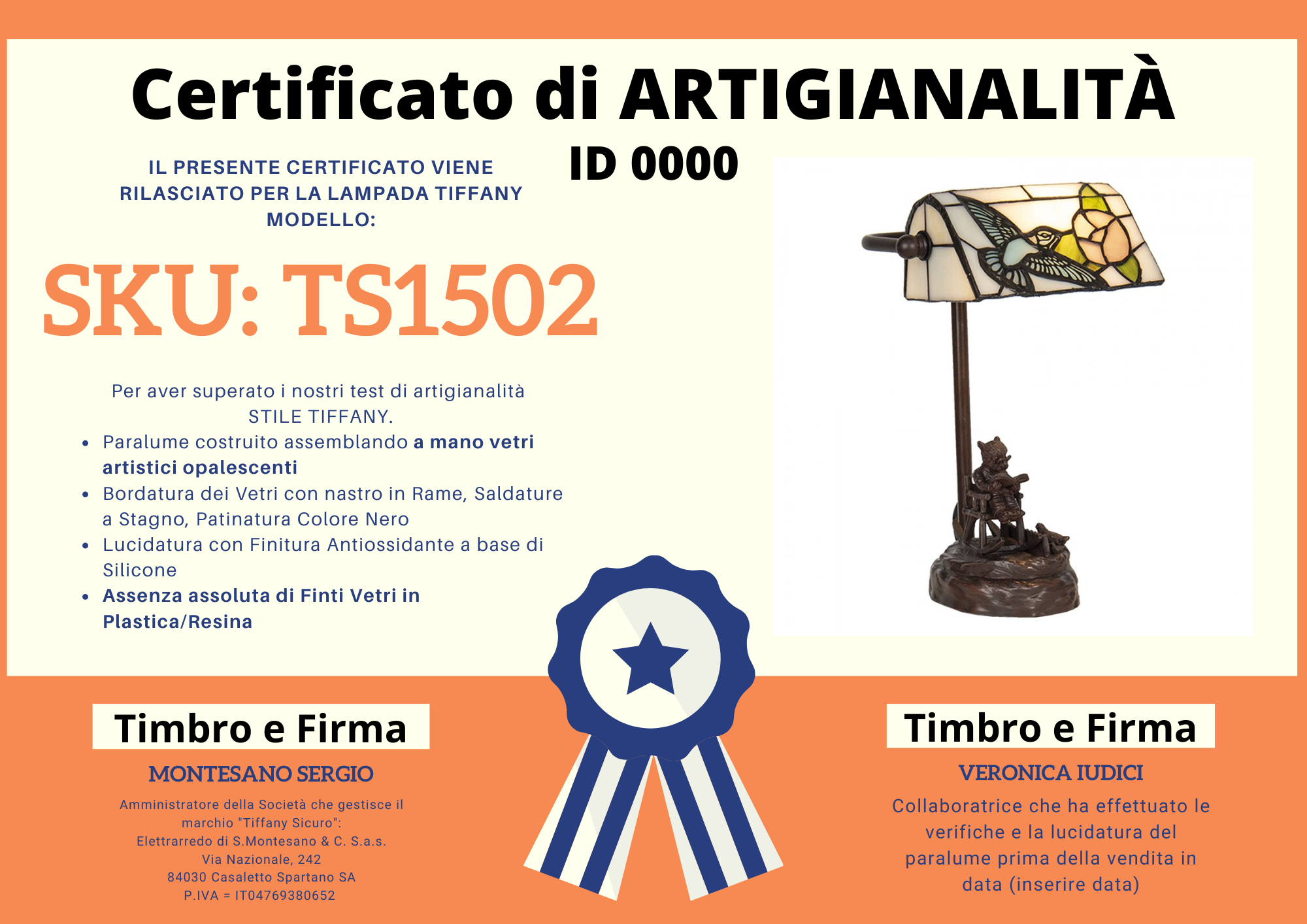Lampada da Tavolo Tiffany Ministeriale Animali, alta 28cm 7 Lampada da Tavolo Tiffany Ministeriale Animali, certificato