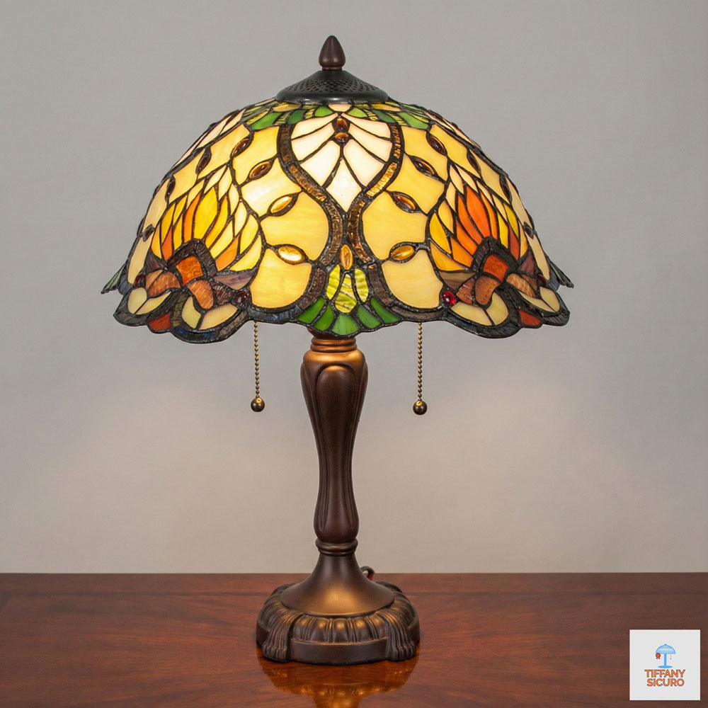 Lampada da Tavolo Tiffany Classica Liberty, 40cm 1 Lampada da Tavolo Tiffany Classica Liberty