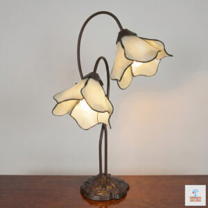 Lampada da Tavolo Tiffany Due Bracci Paralume Ondulato