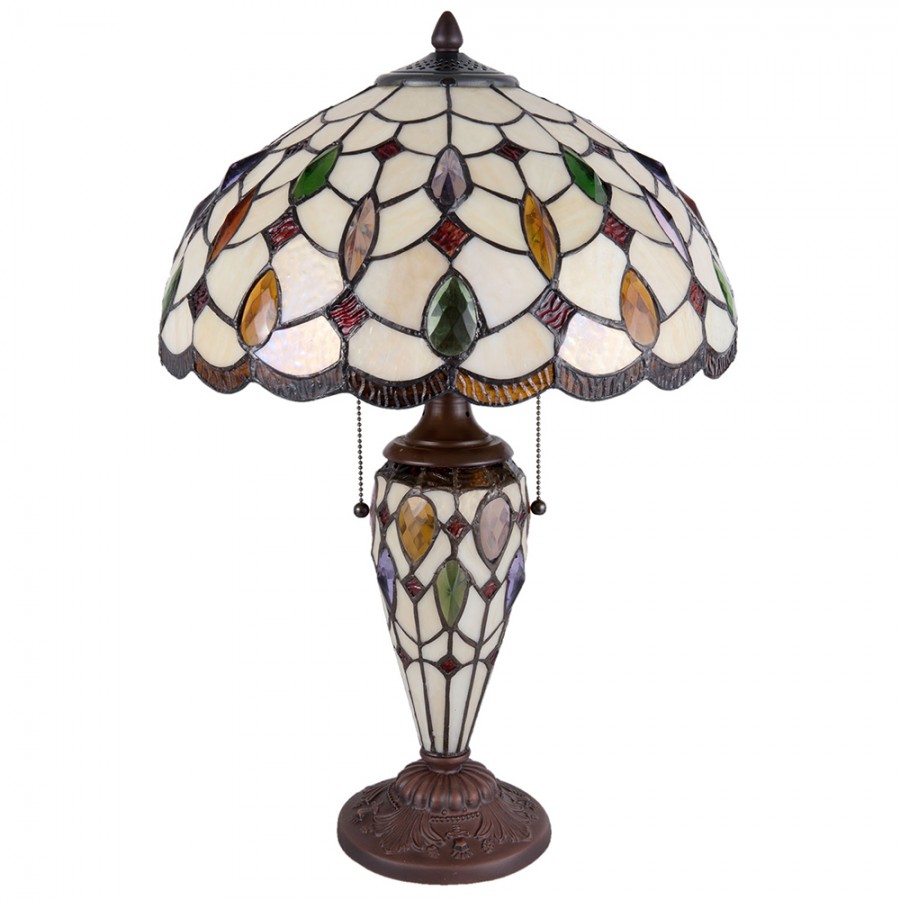 Lampada da Tavolo Tiffany Gocce Colorate, 40cm 4 Lampada da Tavolo Tiffany Gocce Colorate